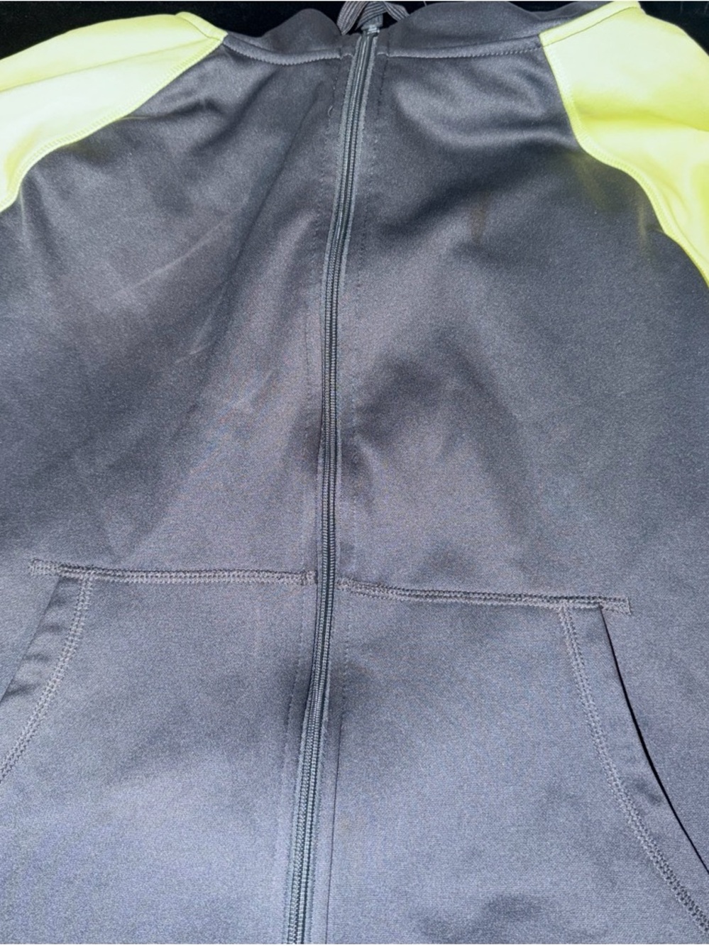 Danskin Now Black Full-Zip Performance Jacket with Neon Yellow Accents